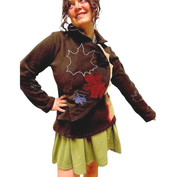 The Collection Royal 3D Leaves Full Zip Fleece Jacket – Small NWT” - Picture 2 of 7